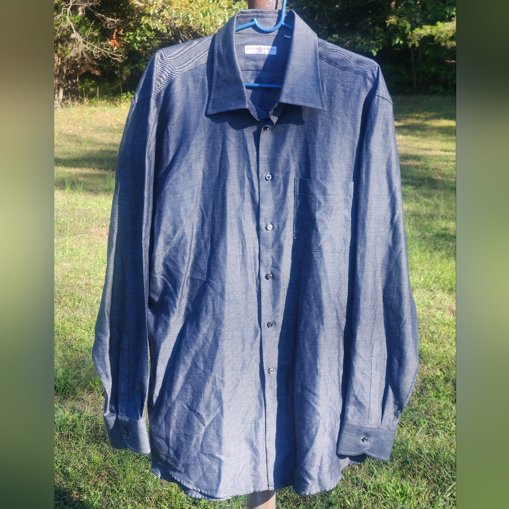 Luciano Barbera Dark Gray Herringbone Casual Button-Down Shirt XXL